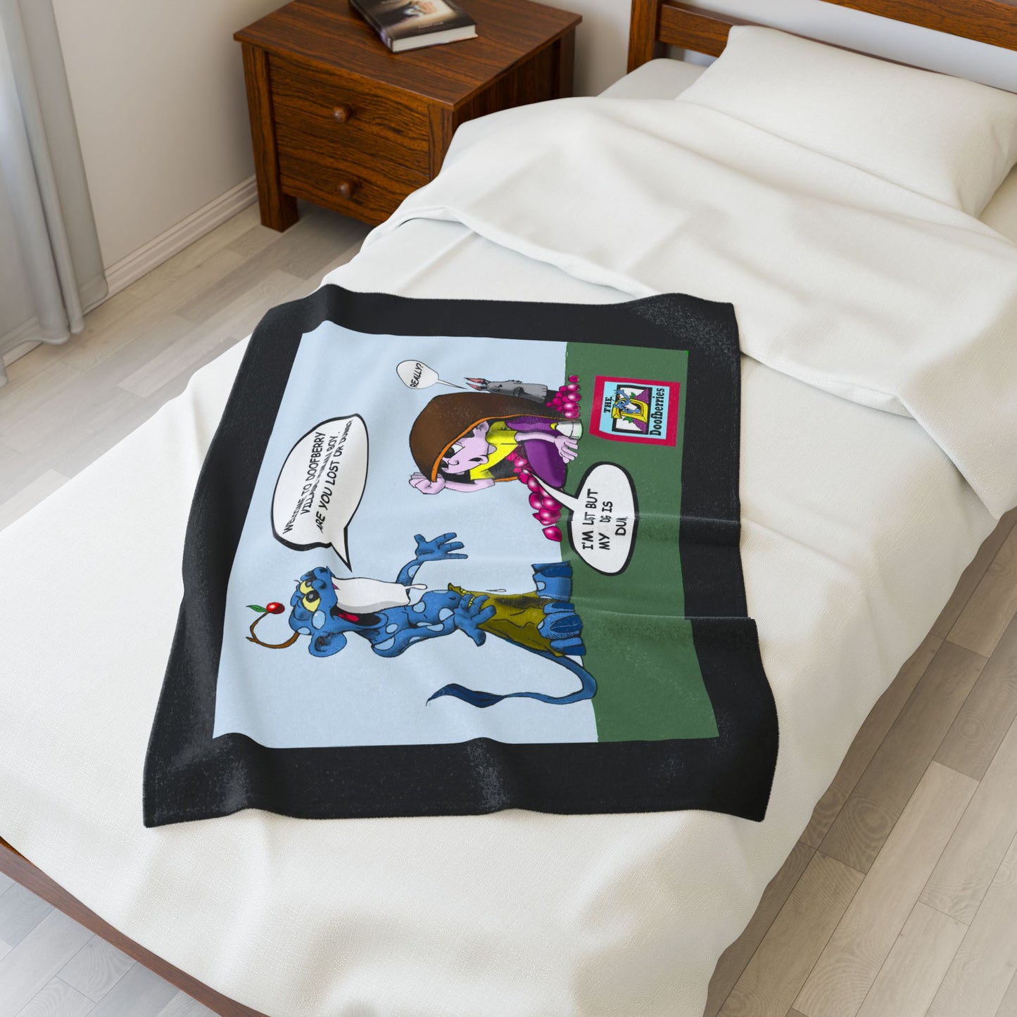 Whimsical Velveteen Plush Blanket - Cozy Cartoon Comfort for Kids