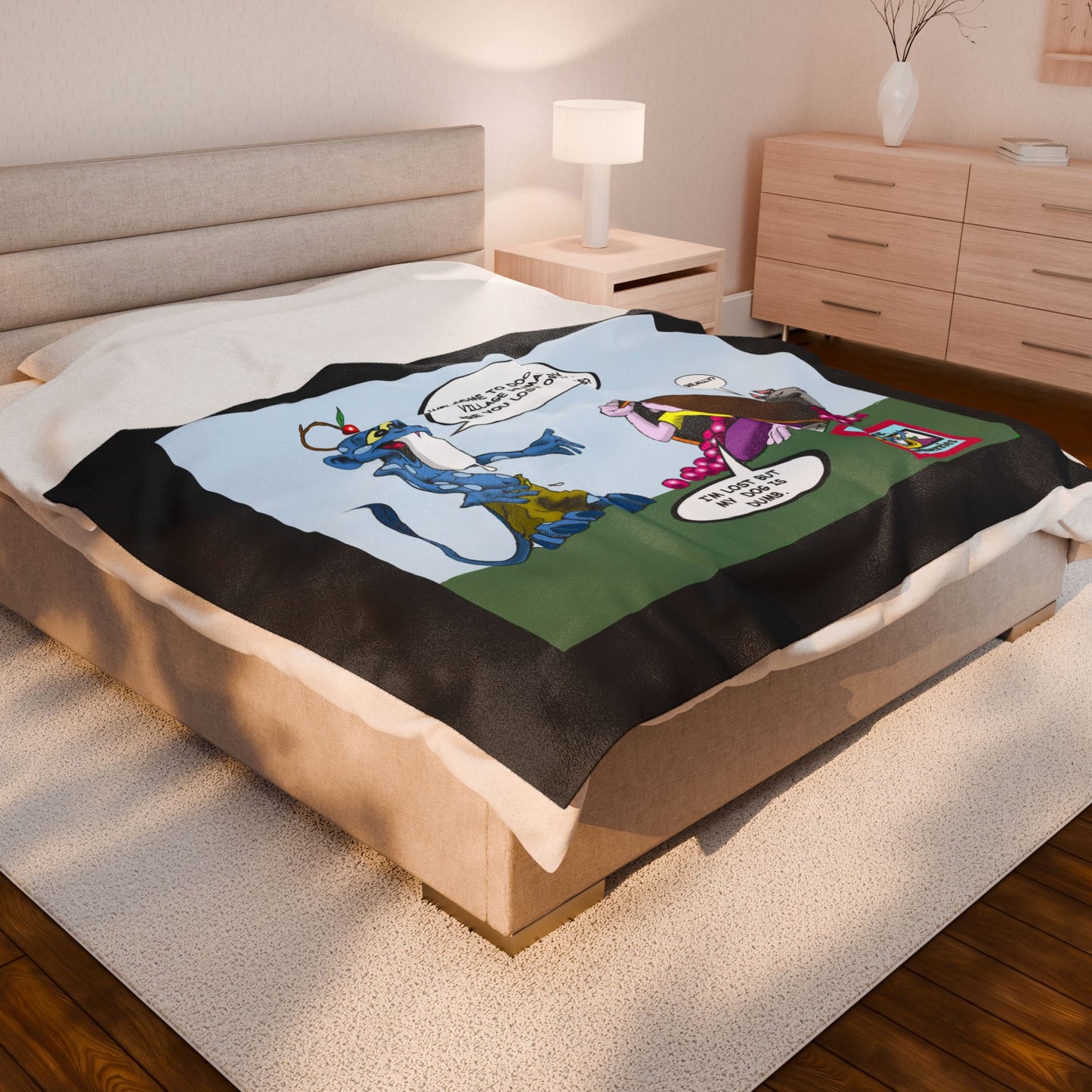 Whimsical Velveteen Plush Blanket - Cozy Cartoon Comfort for Kids