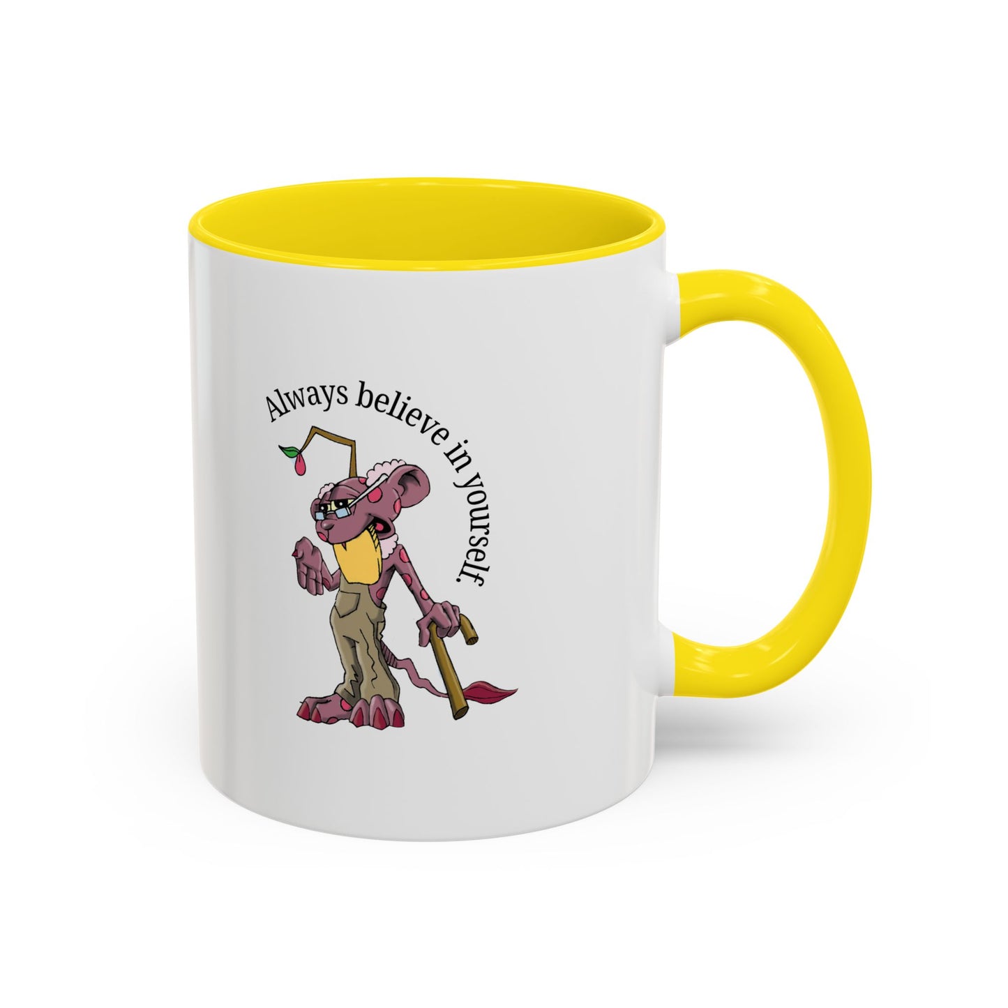 DOOFBERRIES -- Always Believe in Yourself, Unique Gift for Coffee Lovers, Inspirational Drinkware, Cute Character Mug