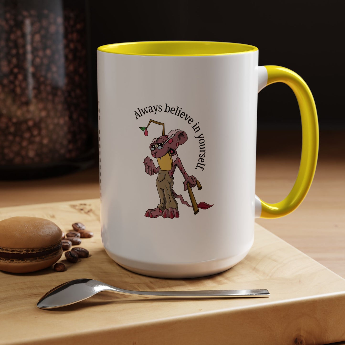 DOOFBERRIES -- Always Believe in Yourself, Unique Gift for Coffee Lovers, Inspirational Drinkware, Cute Character Mug