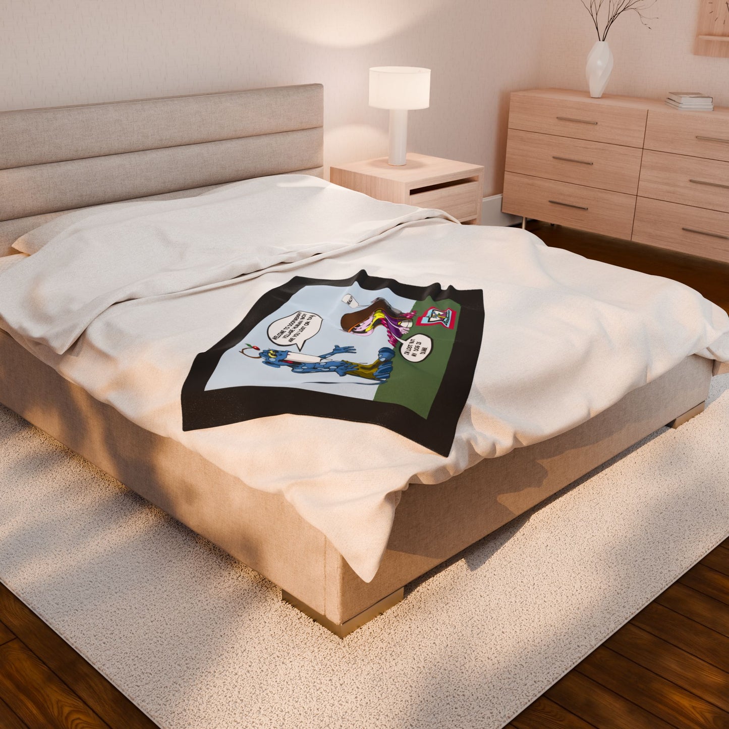 Whimsical Velveteen Plush Blanket - Cozy Cartoon Comfort for Kids