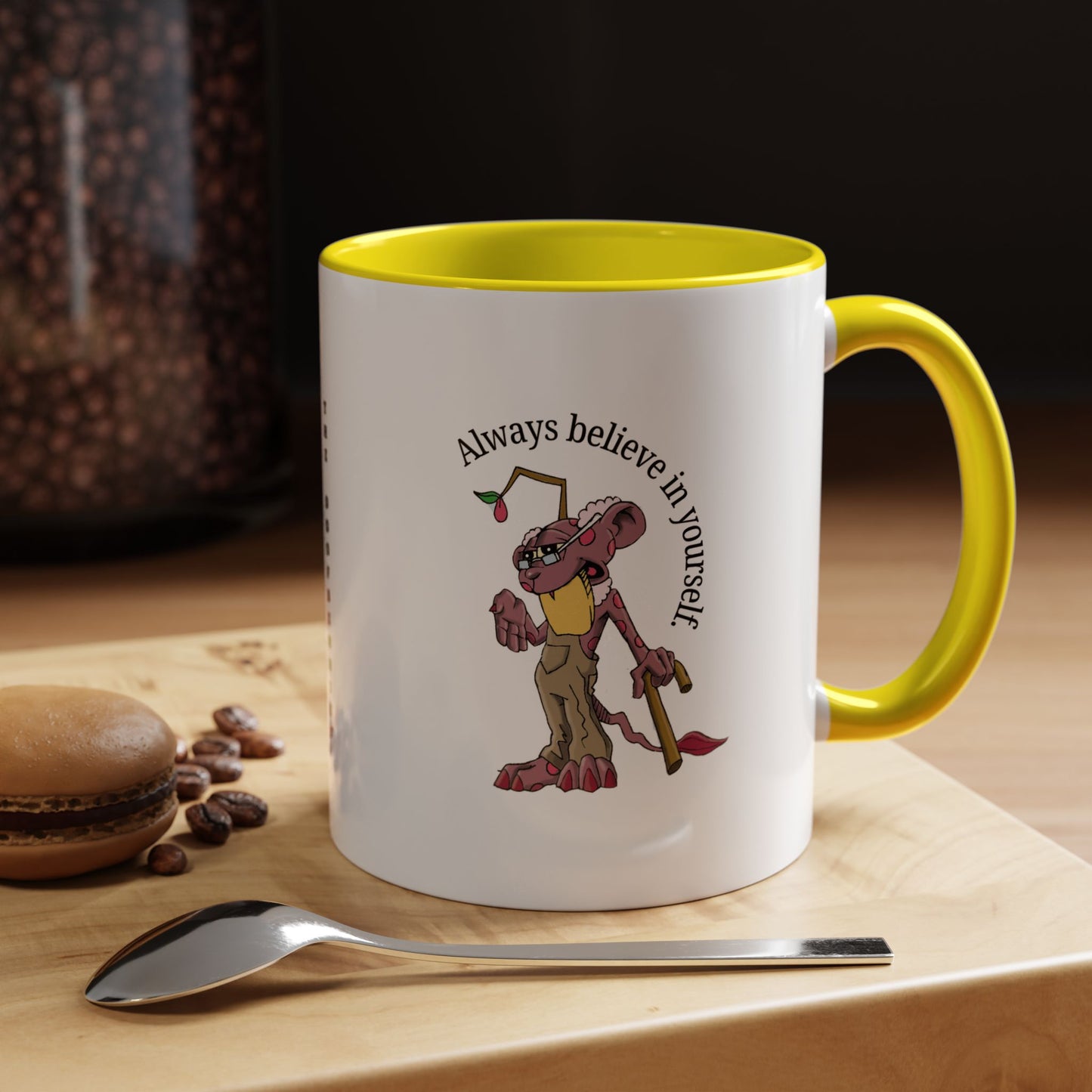 DOOFBERRIES -- Always Believe in Yourself, Unique Gift for Coffee Lovers, Inspirational Drinkware, Cute Character Mug