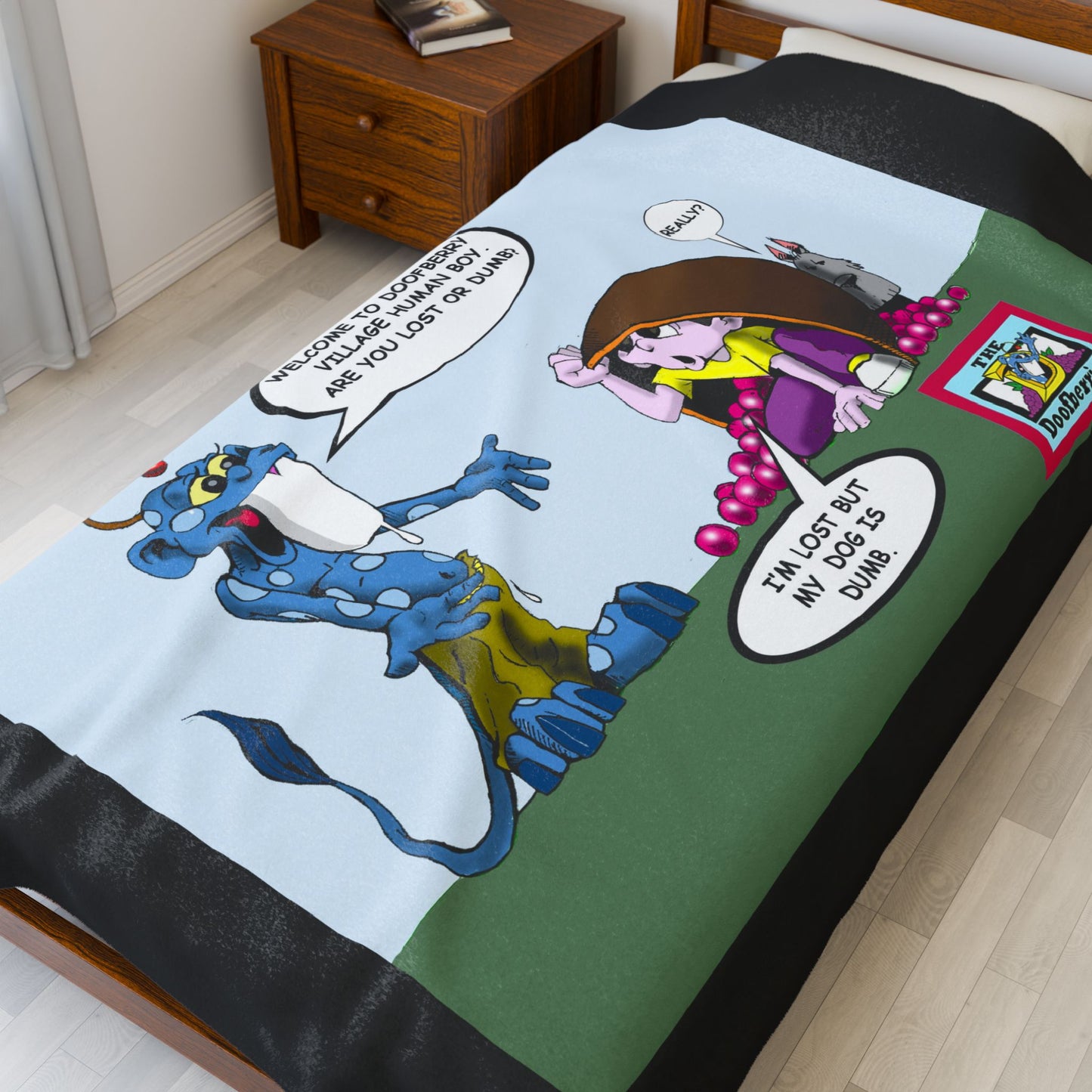 Whimsical Velveteen Plush Blanket - Cozy Cartoon Comfort for Kids