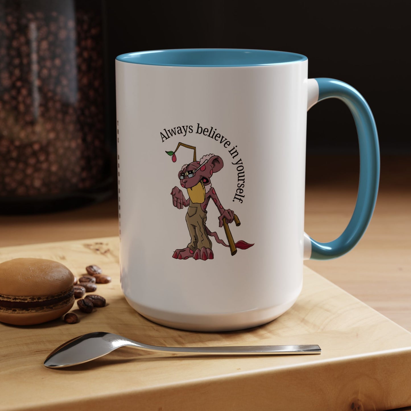 DOOFBERRIES -- Always Believe in Yourself, Unique Gift for Coffee Lovers, Inspirational Drinkware, Cute Character Mug