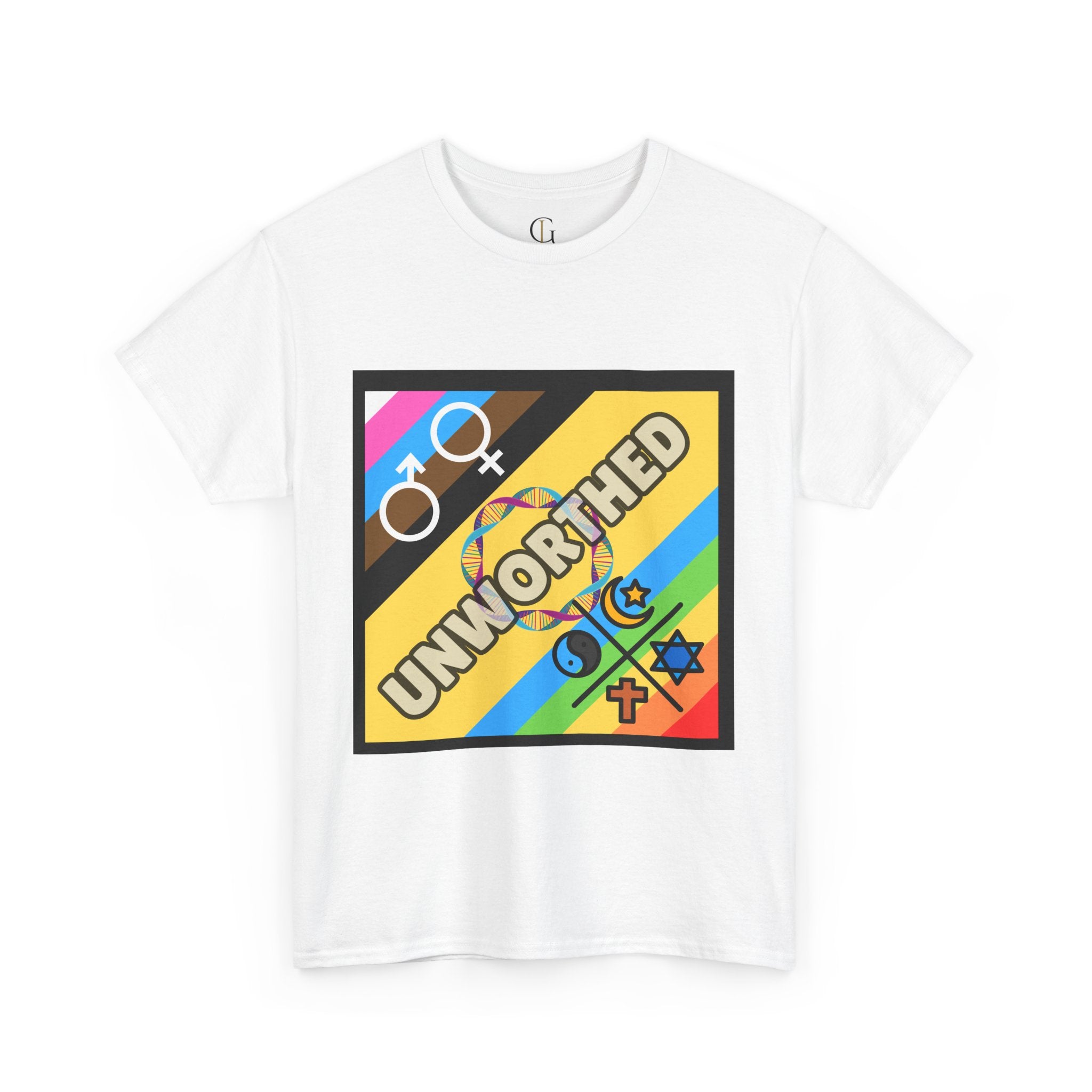 Unisex Heavy Cotton Tee - 'Unworthy' Graphic Shirt for Pride and Self-Expression