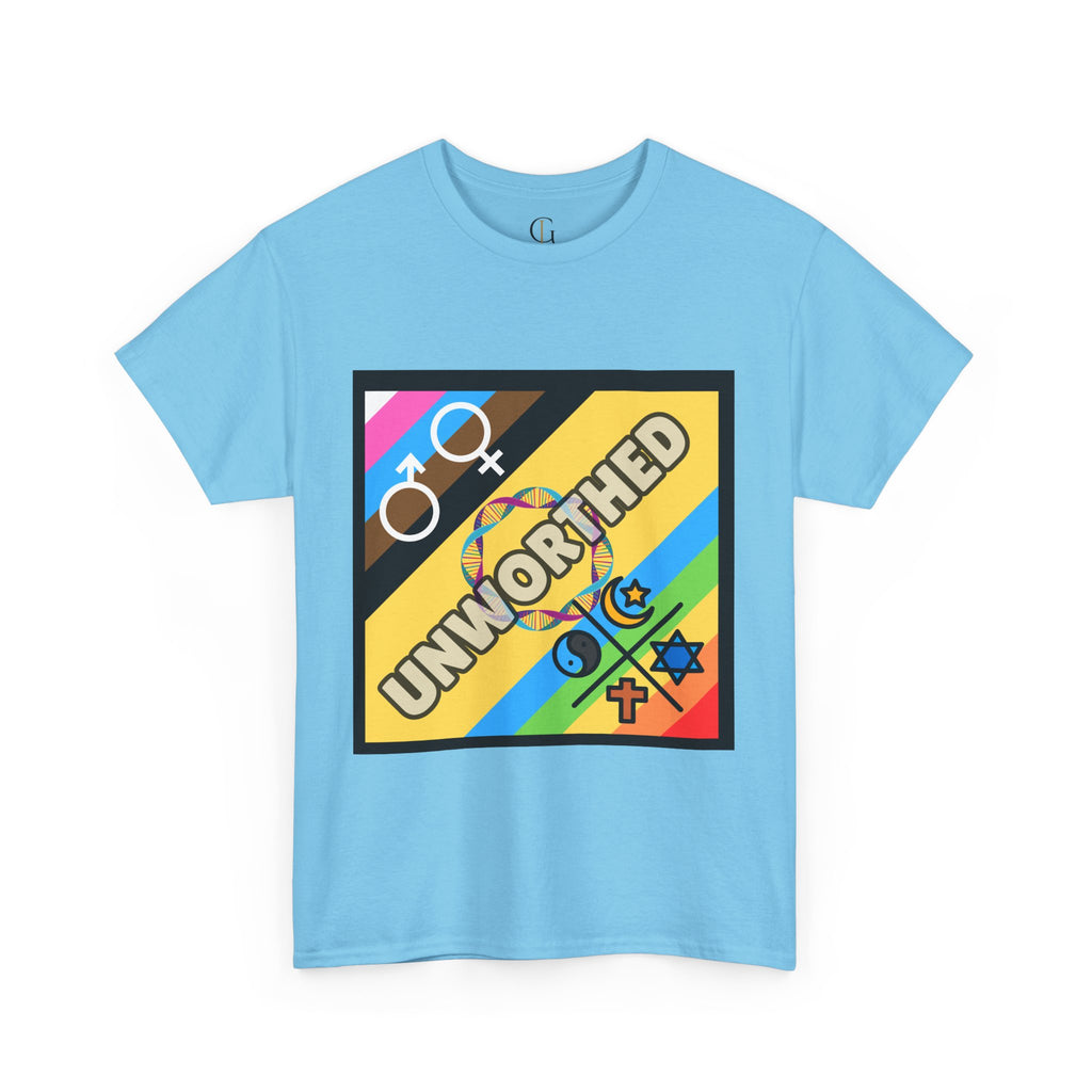 Unisex Heavy Cotton Tee - 'Unworthy' Graphic Shirt for Pride and Self-Expression