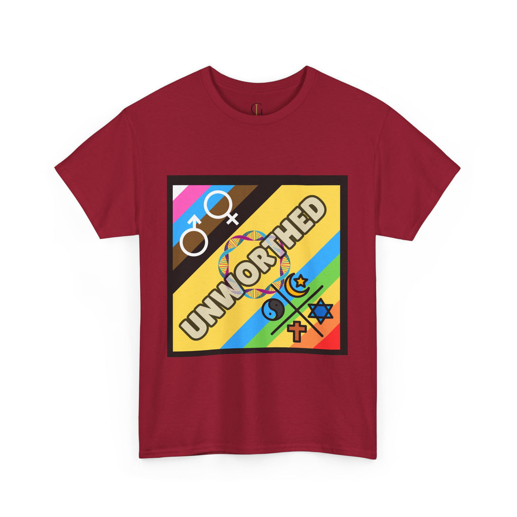 Unisex Heavy Cotton Tee - 'Unworthy' Graphic Shirt for Pride and Self-Expression