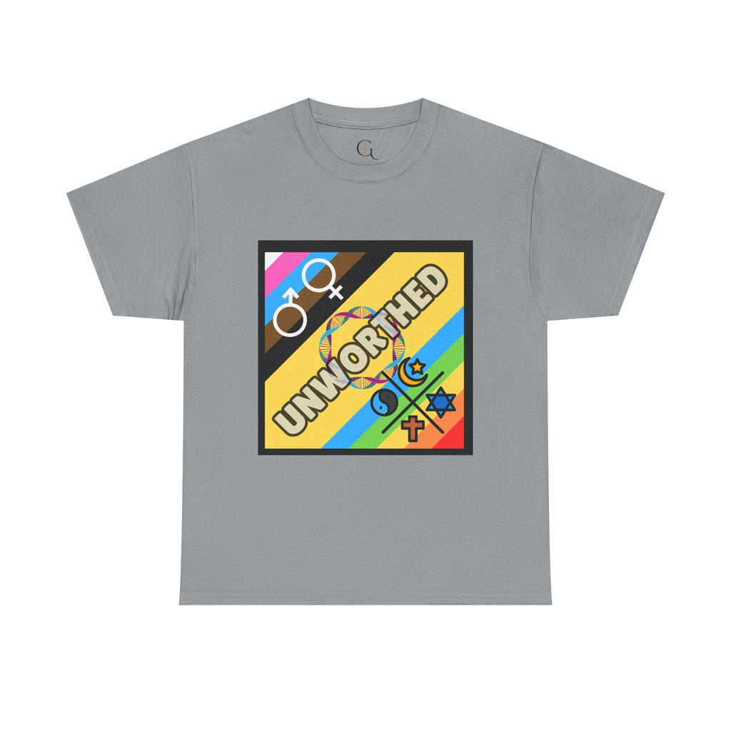 Unisex Heavy Cotton Tee - 'Unworthy' Graphic Shirt for Pride and Self-Expression