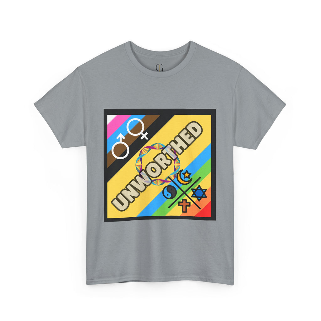 Unisex Heavy Cotton Tee - 'Unworthy' Graphic Shirt for Pride and Self-Expression
