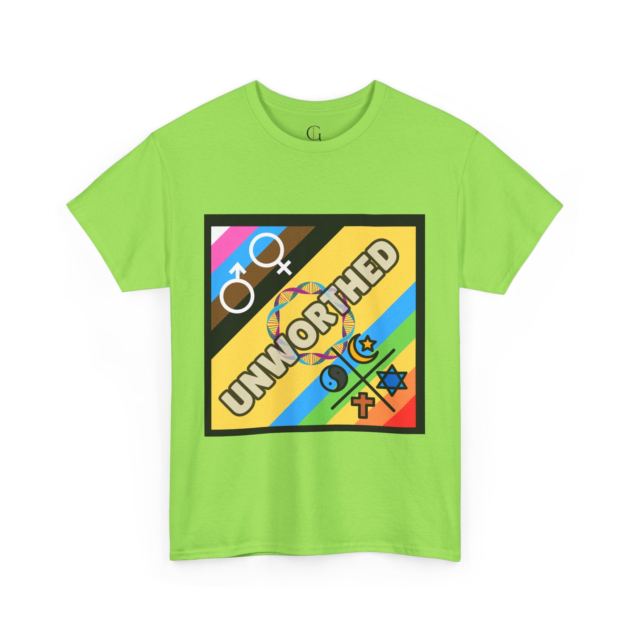 Unisex Heavy Cotton Tee - 'Unworthy' Graphic Shirt for Pride and Self-Expression