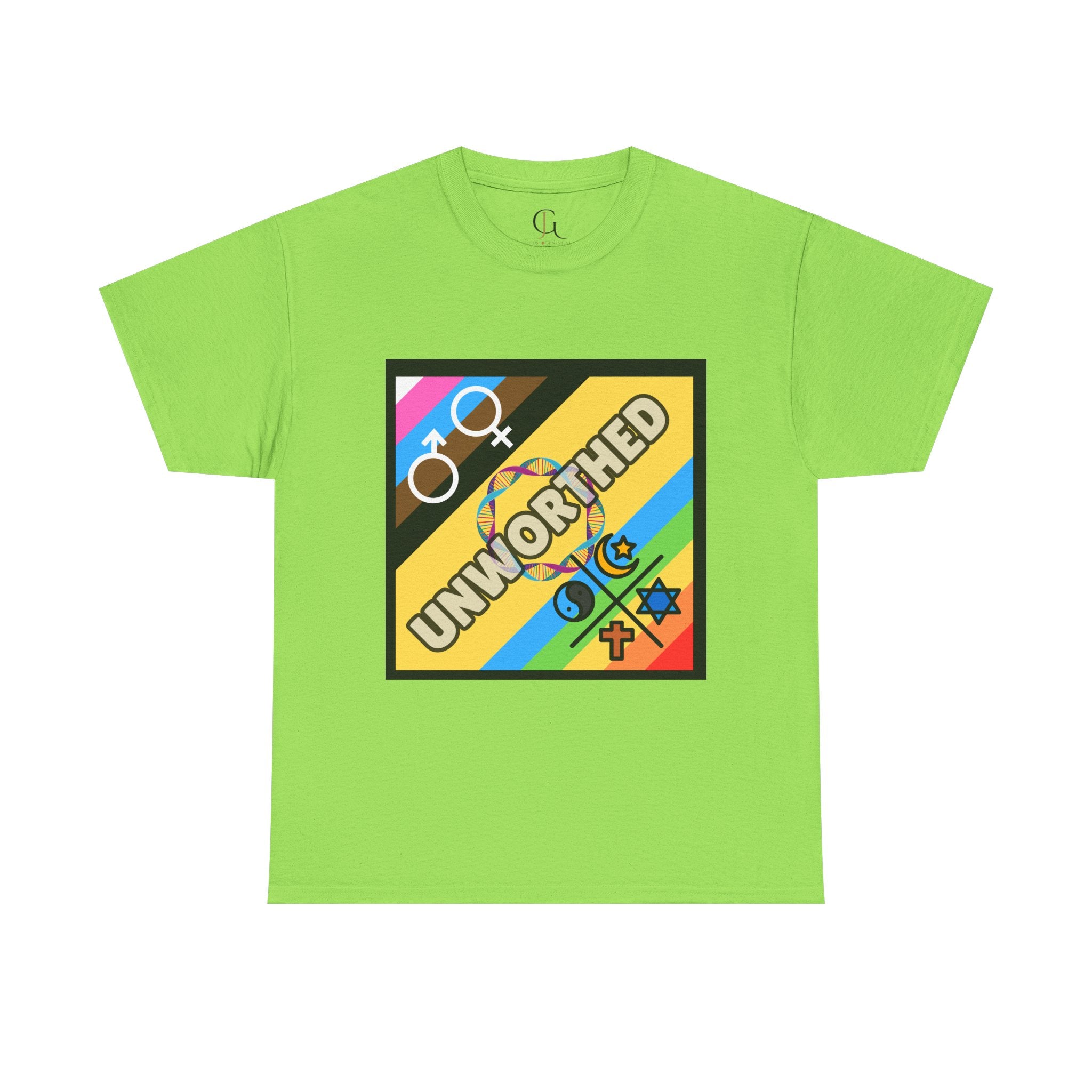 Unisex Heavy Cotton Tee - 'Unworthy' Graphic Shirt for Pride and Self-Expression