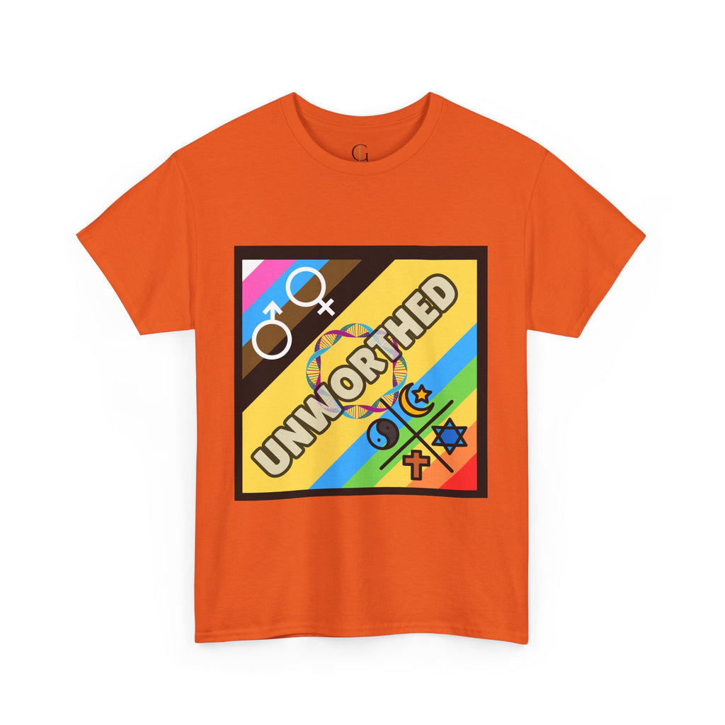 Unisex Heavy Cotton Tee - 'Unworthy' Graphic Shirt for Pride and Self-Expression