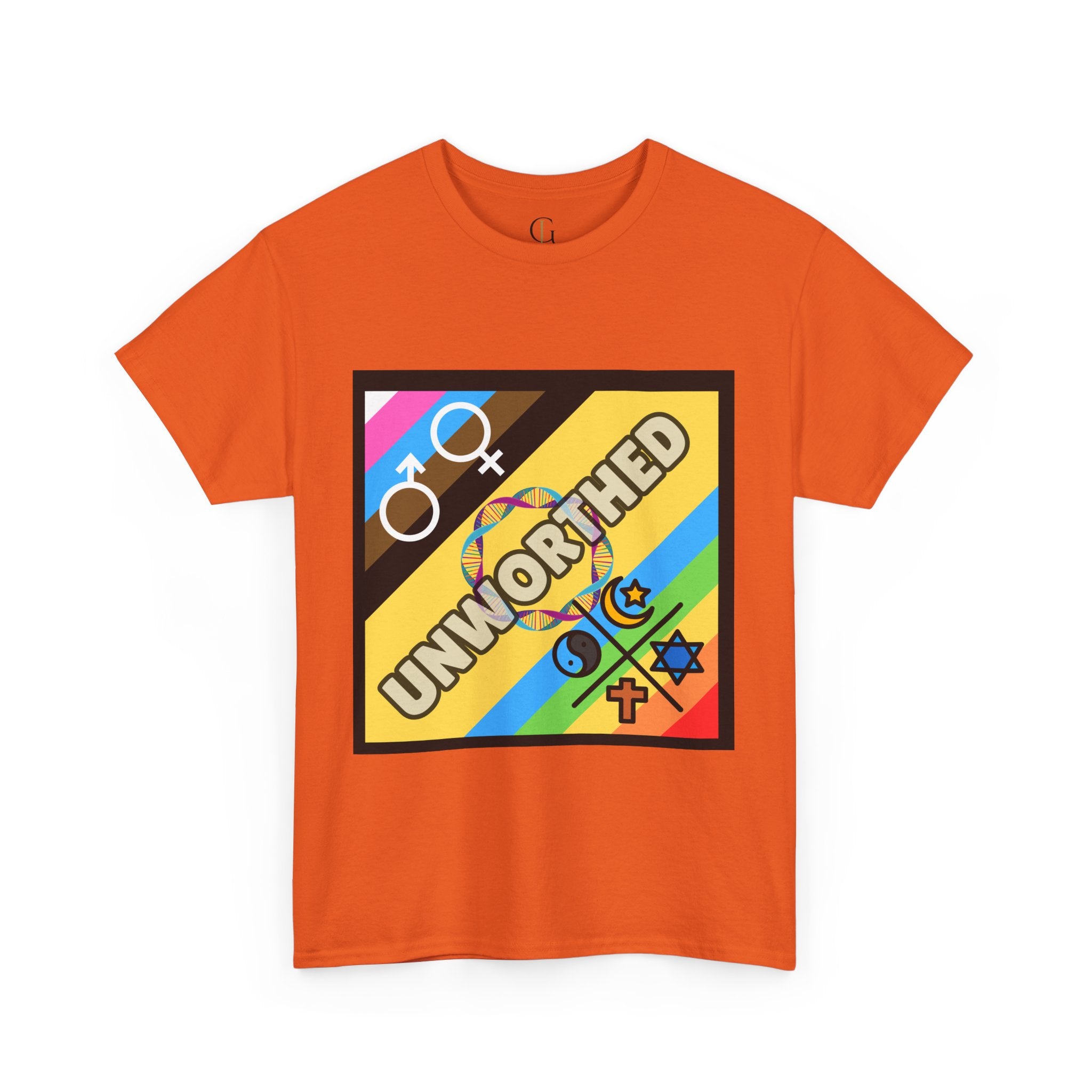 Unisex Heavy Cotton Tee - 'Unworthy' Graphic Shirt for Pride and Self-Expression