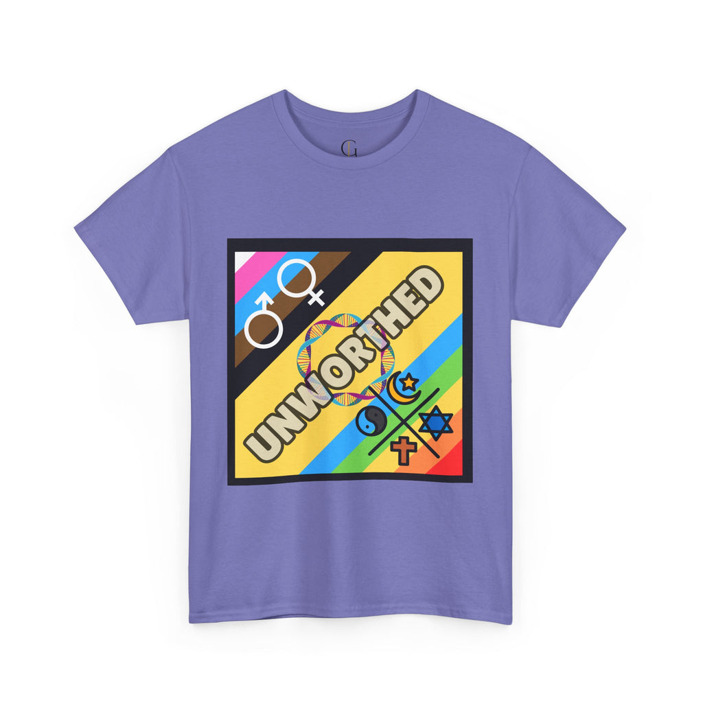 Unisex Heavy Cotton Tee - 'Unworthy' Graphic Shirt for Pride and Self-Expression